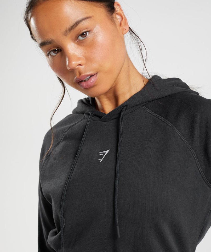 Women's Gymshark Training Cropped Hoodie Black | CA 1N836A